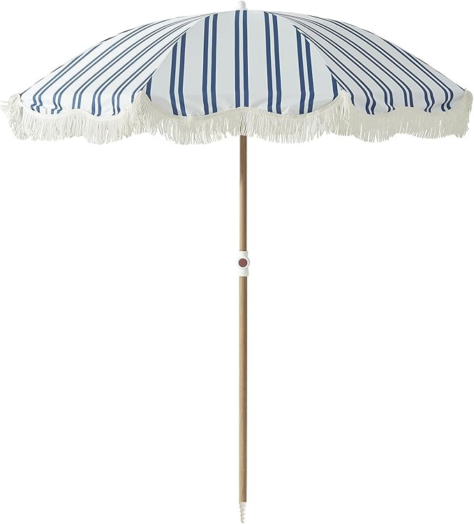 6FT Stripe Fringe Beach Umbrella for Sand with Sand Anchor, UPF 50+ Sun Shade with Tassels, Adjus... | Amazon (US)