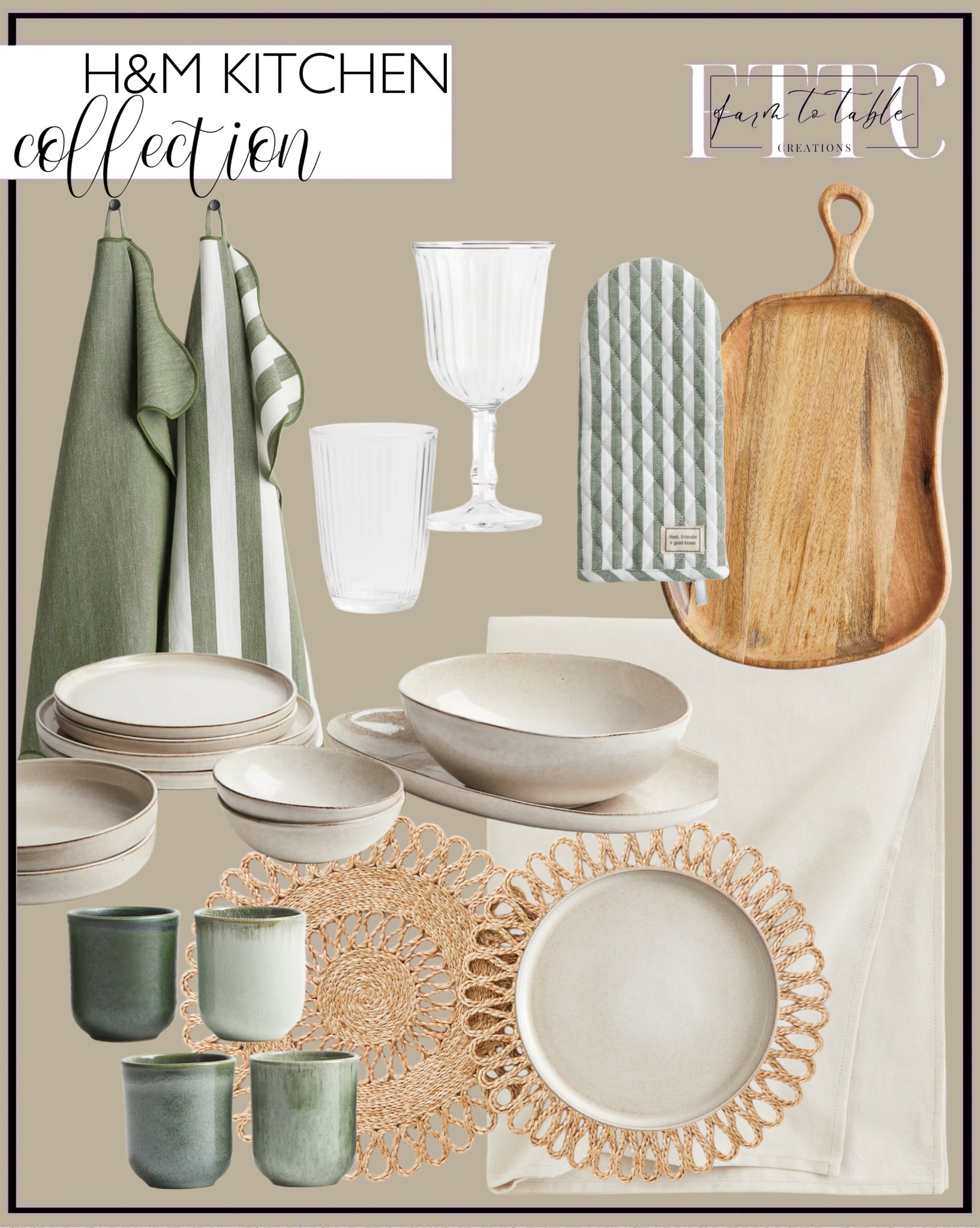 H&M Kitchen Curated Collection. Follow @farmtotablecreations on Instagram for more inspiration.

Jute Placemats. Stoneware Plates. Serving Bowls. Scalloped Edge Tea Towels. Large Mango Wood Serving Board. Striped Oven Mitt. Tablecloth. Beverage Glasses. Wine Goblets. Stoneware Mugs. 

Kitchen Finds | Spring Decor | Entryway Decor | Bedroom Furniture | nightstands | Home Decor| Fireplace Decor | Spring Refresh |  Bedroom Finds | Neutral Stems | Spring Stems | Bookshelf Decor | Bedroom Space | Cozy Corner | Bathroom | Curated Entryway | Spring  Decor | End of Year Clearance | Trending Decor | Viral Decor  | Coffee Table Decor | Neutral Decor | Stem Sale | Target Finds | Skinny Bench | Bedroom | Living Room | Breakfast Nook | Amazon Home | Target Sale | Loloi Rugs | Magnolia Home | console table | console table styling | faux stems | entryway space | front porch decor | neutral decor | entryway decor | cozy home | affordable decor |  home decor | home inspiration | console styling | entryway rug | cozy moody home | moody home decor | neutral home | bathroom decor | living room | spring decor | Hearth & Hand | Studio McGee | 2025 Home Trends | trending home | Crate&Barrel 



#LTKFindsUnder50 #LTKStyleTip #LTKHome
