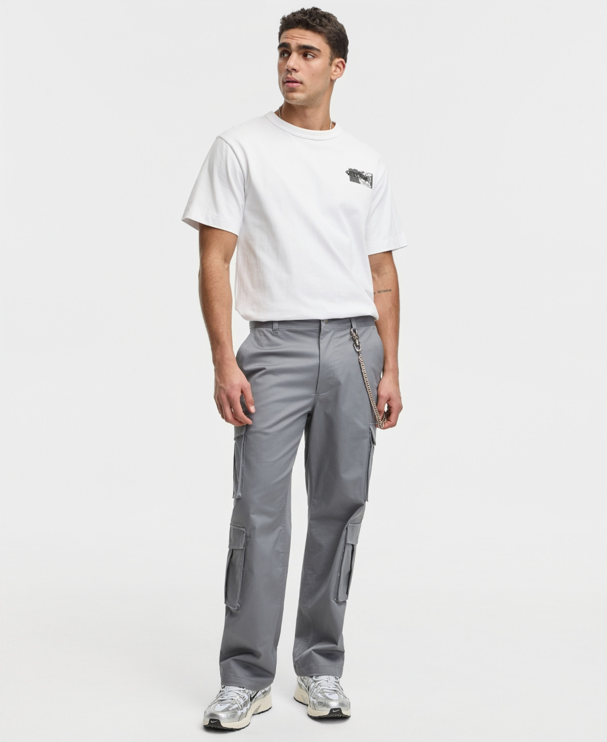 Mode of One Men's Relaxed-Fit Stretch Twill Cargo Pants, Macy's Exclusive - Grey | Macy's