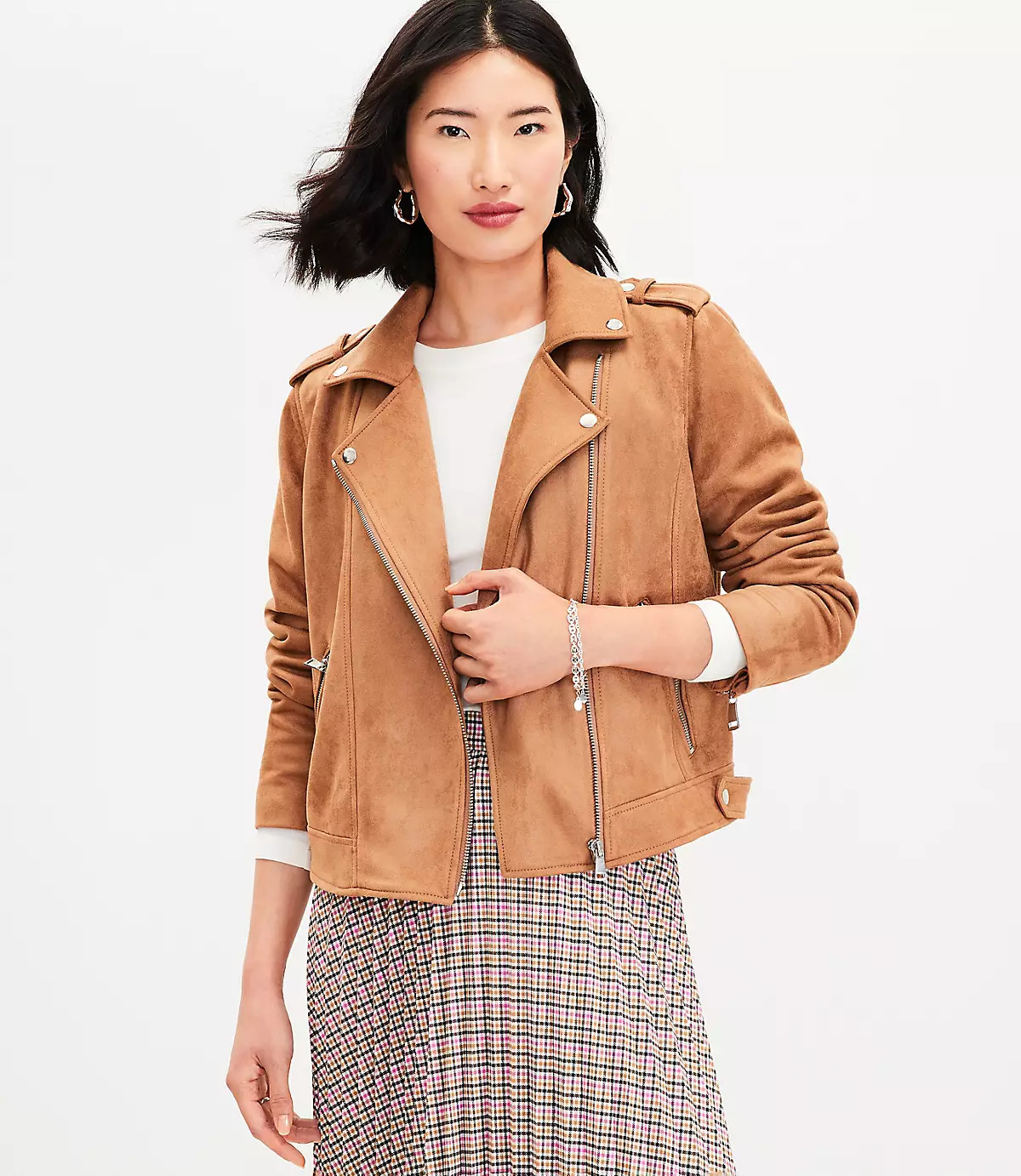 Faux Suede Moto Jacket | LOFT