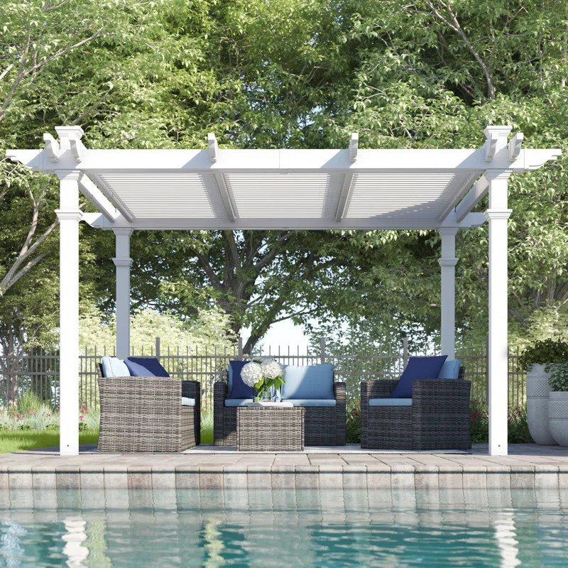 Corfu 12' W x 12' D Vinyl Pergola | Wayfair North America