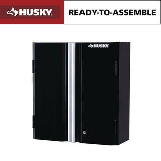 Ready-to-Assemble 24-Gauge 1-Shelf Steel Wall Mounted Garage Cabinet in Black (28 in. W x 29.7 in. H x 12 in. D) | The Home Depot