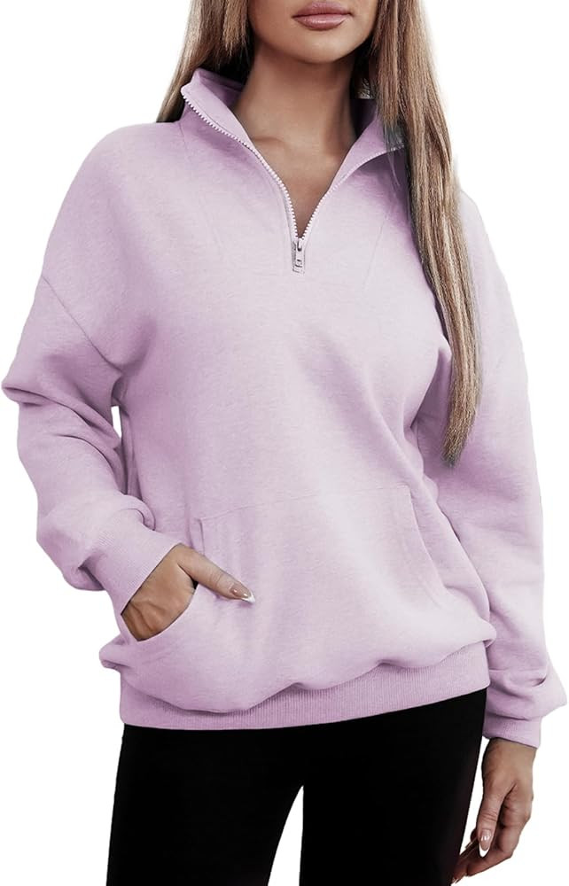 BLENCOT Women Half Zip Oversized Sweatshirt Lightweight Long Sleeve Trendy Fleece Pullover Workou... | Amazon (US)