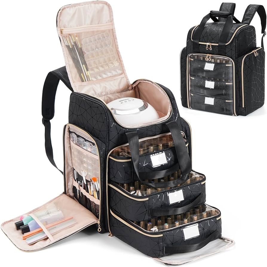 Uross Extra Large Nail Polish Organizer Bag Holds 126 Bottles Nail Polish, Lamp, Supplies- Three ... | Amazon (US)