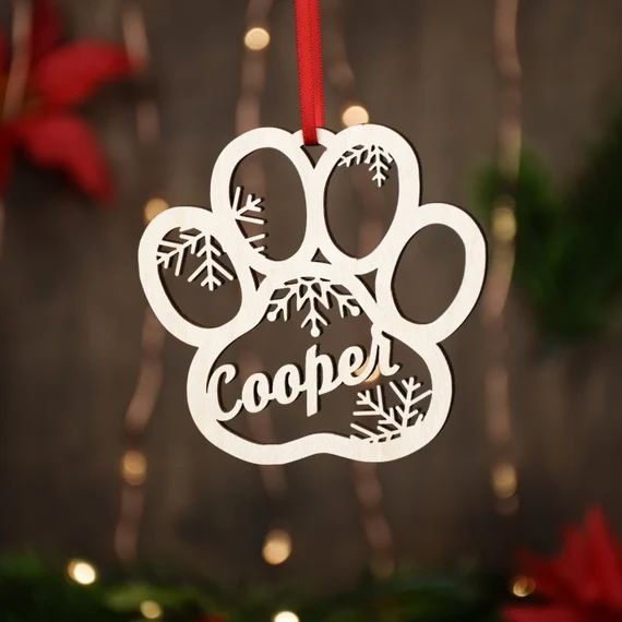 Personalized Pet Paw Ornament | Custom Dog Christmas Ornament | Animal Ornament 2021 | Etsy (US)