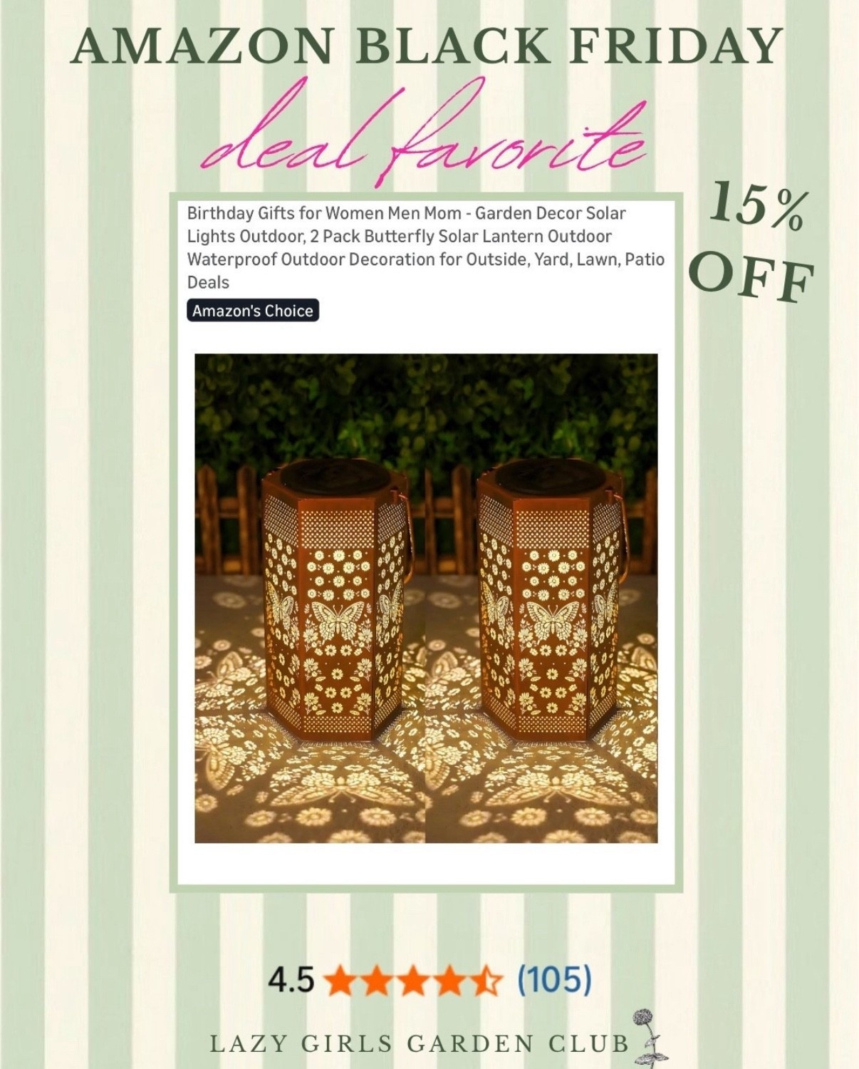 These gorgeous solar lamps are on sale for Amazon‘s Black Friday weekend! They are just so pretty and I think they would make a great gift for a gardener🌸

#LTKCyberWeek #LTKHoliday #LTKGiftGuide