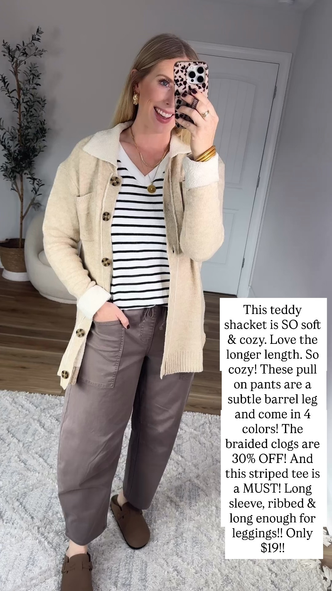 Maurices try on, cozy teddy shacket, striped tee, pull on barrel pants, braided clogs 

#LTKSaleAlert #LTKFindsUnder50 #LTKShoeCrush