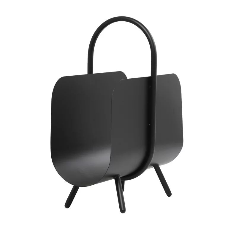 The Novogratz 20" Black Metal Curved Magazine Holder with Arched Handle and Flared Legs | Walmart (US)