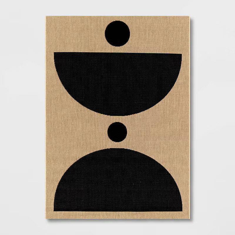 Grace Half Circle Indoor/Outdoor Rug Black/Tan - Project 62™ | Target