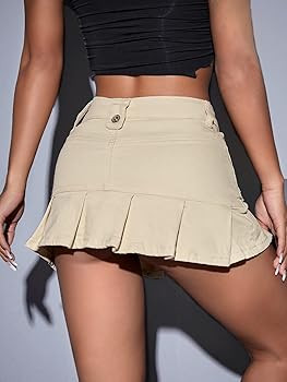 MakeMeChic Women's Y2K Skirt Zipper Front Ruffle Pleated Mini Short Denim Skirt | Amazon (US)