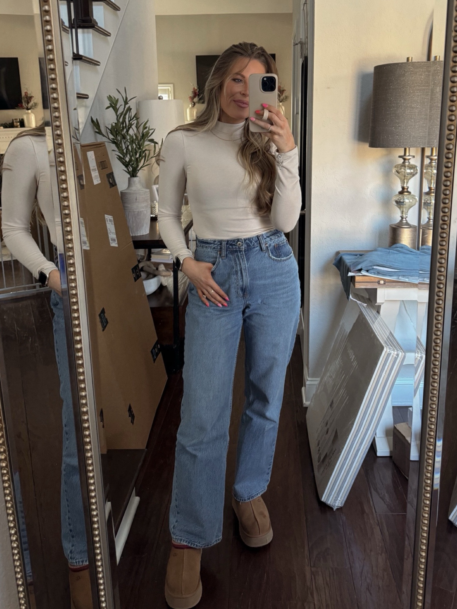 Obsessed with these Abercrombie high rise loose jeans! 😍 Snag them on sale today with code AFLTK. Trust me, the fit is perfection—I wear size 26 curve love. #AbercrombieJeans #OOTD #DenimLovers #SaleAlert #FashionFinds 

#LTKSpringSale #LTKsalealert #LTKshoecrush