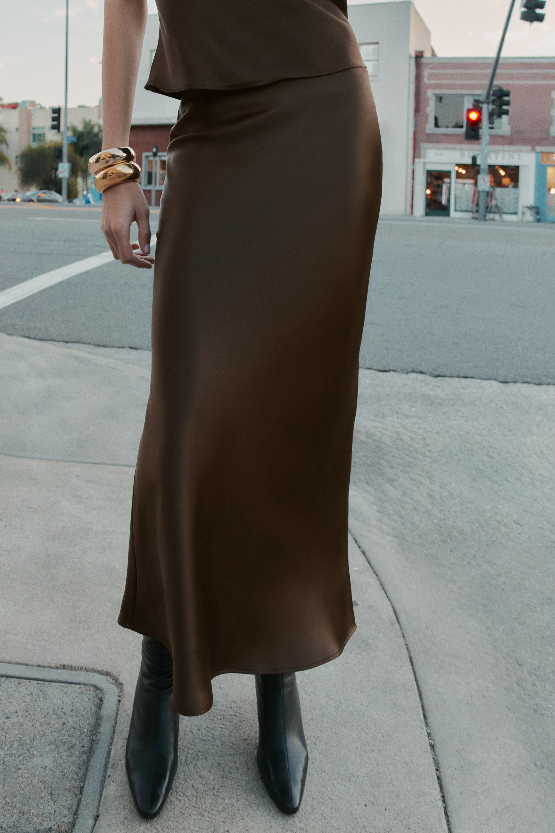 SATIN MIDI SKIRT | Zara US