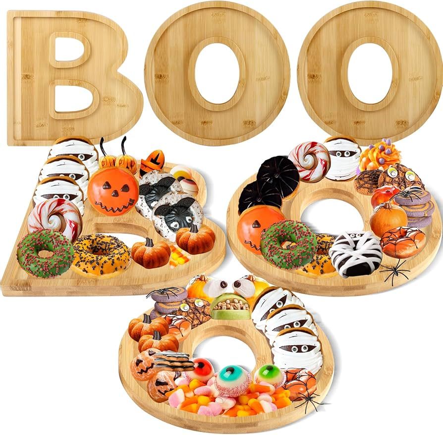 3 Pcs Halloween Charcuterie Board Funny Boo Wooden Cheese Platter Fillable Letters for Food Charc... | Amazon (US)