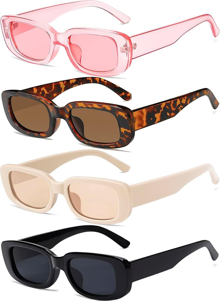 Tskestvy 4 Pieces Retro Vintage Sunglasses Small Square Rectangle 90s Glasses Trendy Y2K for Wome... | Amazon (US)