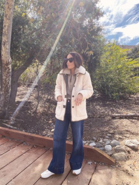 Loving this sherpa coat for the chilly temps- you can easily layer a thick sweater underneath, and it’s so comfortable. Jacket has a naturally oversized fit, and I’m wearing my regular size in petite. Also linking some other favorite coats from @jcrew below. #ad #injcrew 

#LTKCyberweek #LTKstyletip #LTKSeasonal