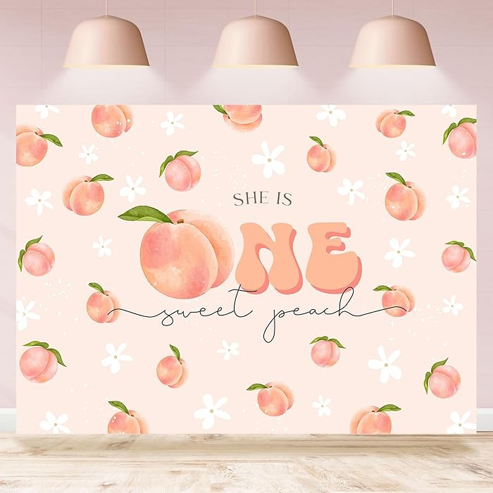 Peach Themed 1st Birthday Backdrop for Girls She is One Sweet Peach Floral Photography Background... | Amazon (US)