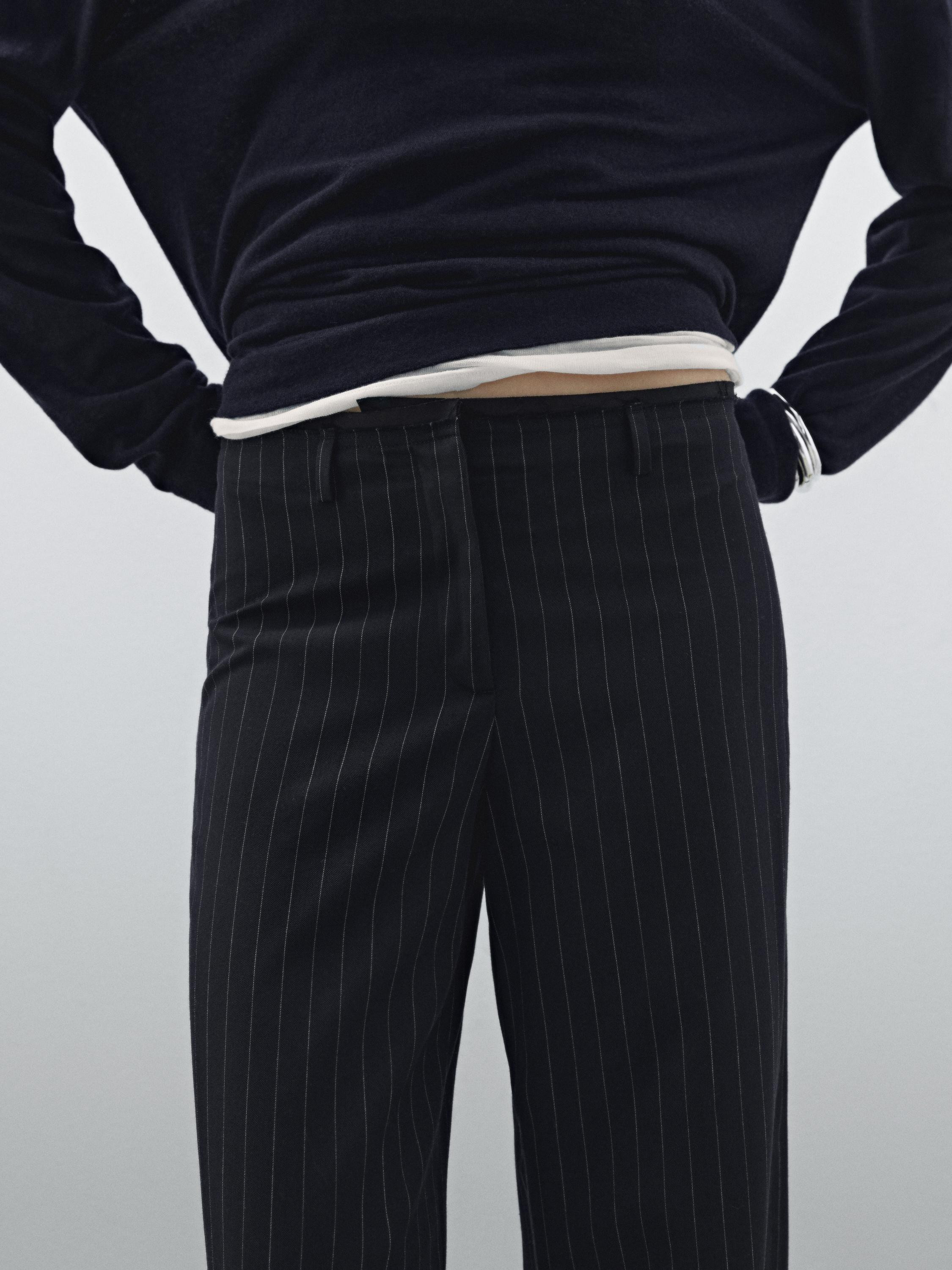 Pinstripe wool blend trousers | Massimo Dutti US