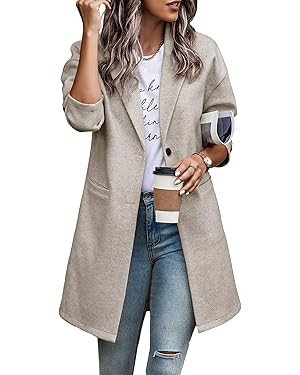PRETTYGARDEN Women's 2023 Plaid Shacket Jacket Casual Button Wool Blend Winter Tartan Trench Coat... | Amazon (US)