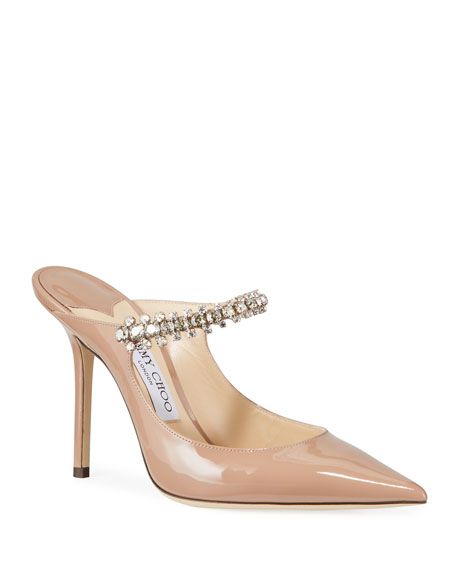 Jimmy Choo Bing Patent Crystal-Strap Pumps | Neiman Marcus