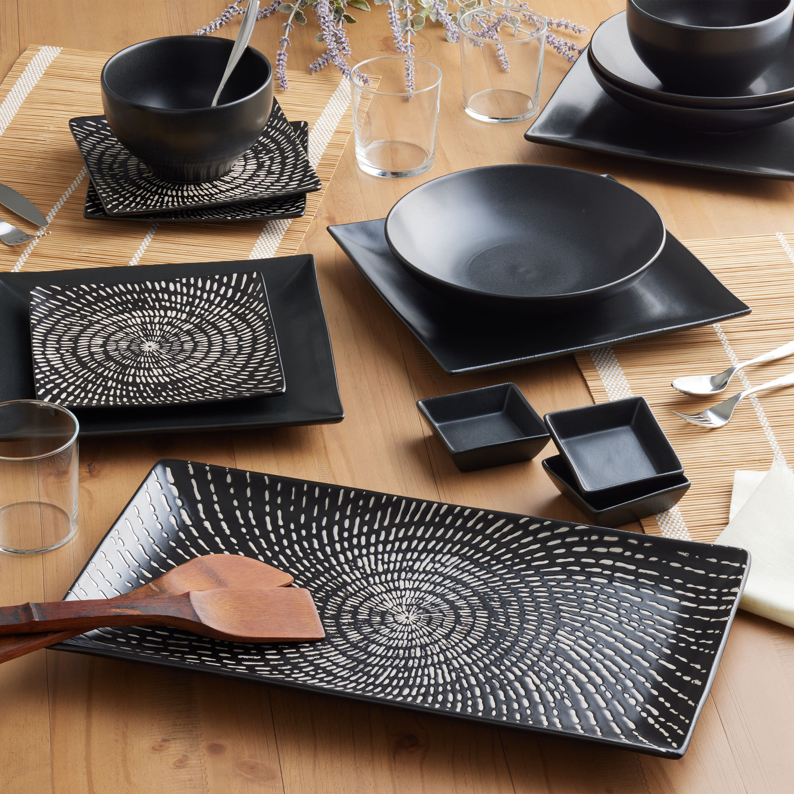 Trilogy Black Shallow Bowl Set Of 4 | World Market