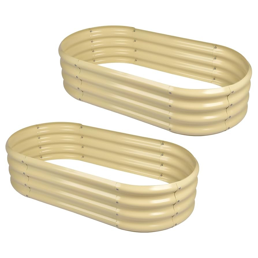 Land Guard 2Pack Galvanized Raised Garden Bed Kit, Galvanized Planter Oval Large Metal Raised Gar... | Amazon (US)