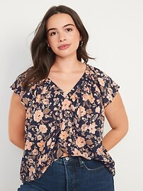 Flutter-Sleeve Floral-Print Swing Blouse for Women | Old Navy (US)