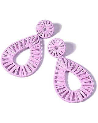 Statement Raffia Earrings Boho Drop Dangle Earrings for Women Handmade Fashion Earring Bohemian G... | Amazon (US)