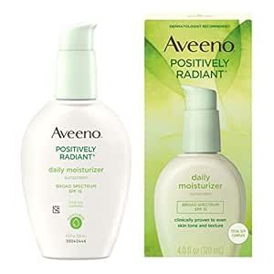 Aveeno Positively Radiant Daily Facial Moisturizer with Broad Spectrum SPF 15 Sunscreen & Total S... | Amazon (US)