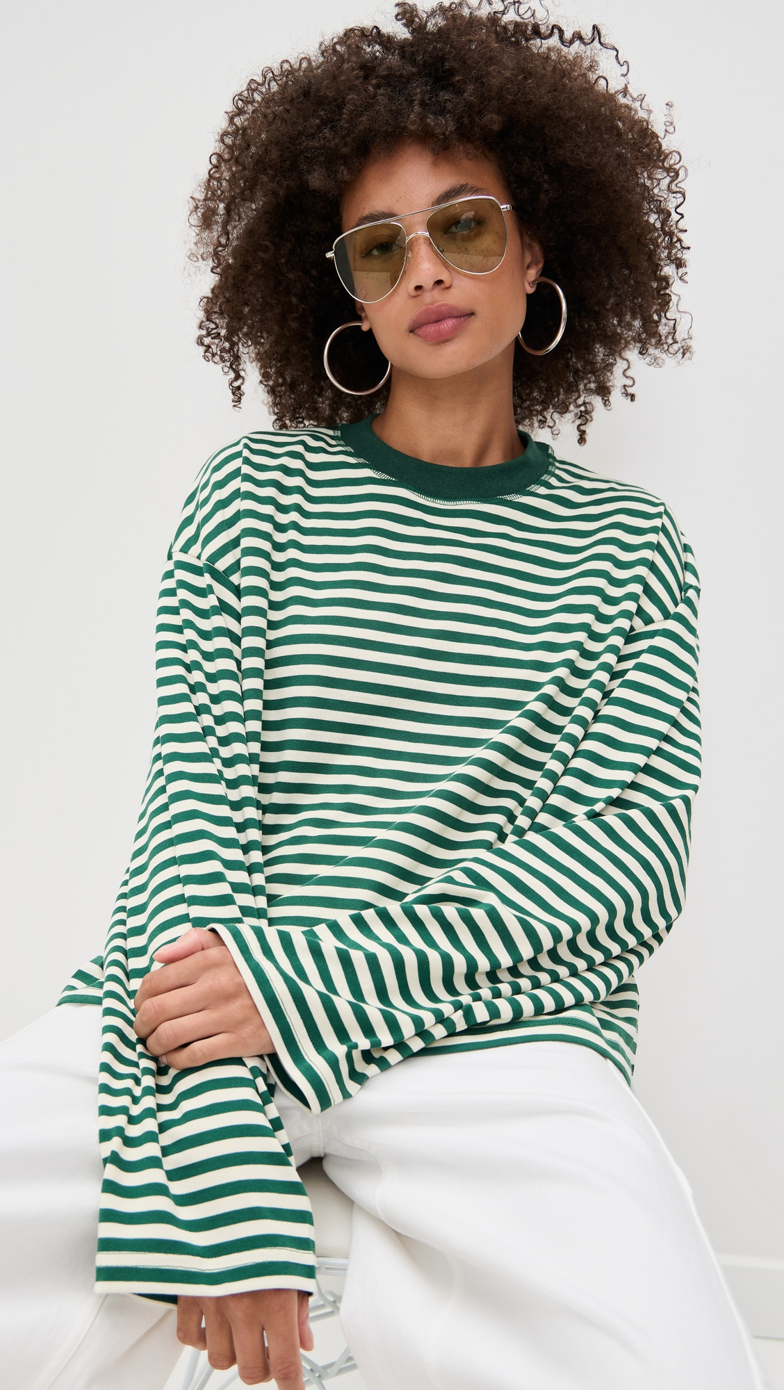 Lioness Bloom Long Sleeve Moss Stripe XXL | Shopbop