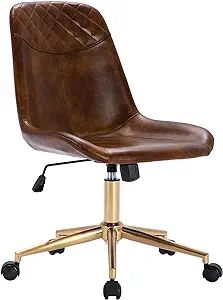 Duhome Modern PU Leather Office Chair Desk Chair Swivel Computer Chair with Gold Base Yellowish-B... | Amazon (US)