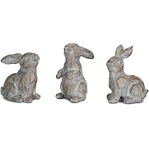 Melrose Set of 3 Carved Resin Rabbit Figurines, 3.75" | Amazon (US)