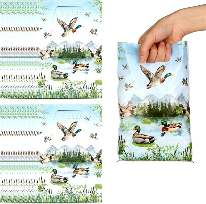 Serencatcher 30pcs Mallard Duck Baby Shower Party Favor Bags, Duck Hunting Theme One Lucky Duck B... | Amazon (US)