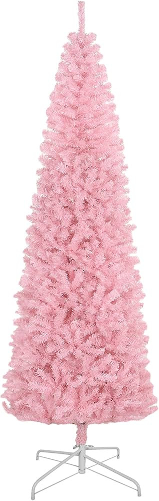 HOMCOM 8' Tall Unlit Slim Douglas Fir Artificial Christmas Tree with 1168 Realistic Branch Tips, ... | Amazon (US)