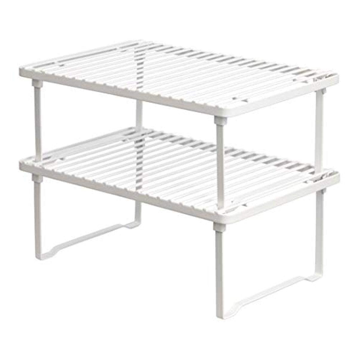 Amazon Basics Stackable Metal Kitchen Storage Shelves, Set of 2 - White, 12.5" L x 8" D x 4.5" H | Amazon (US)