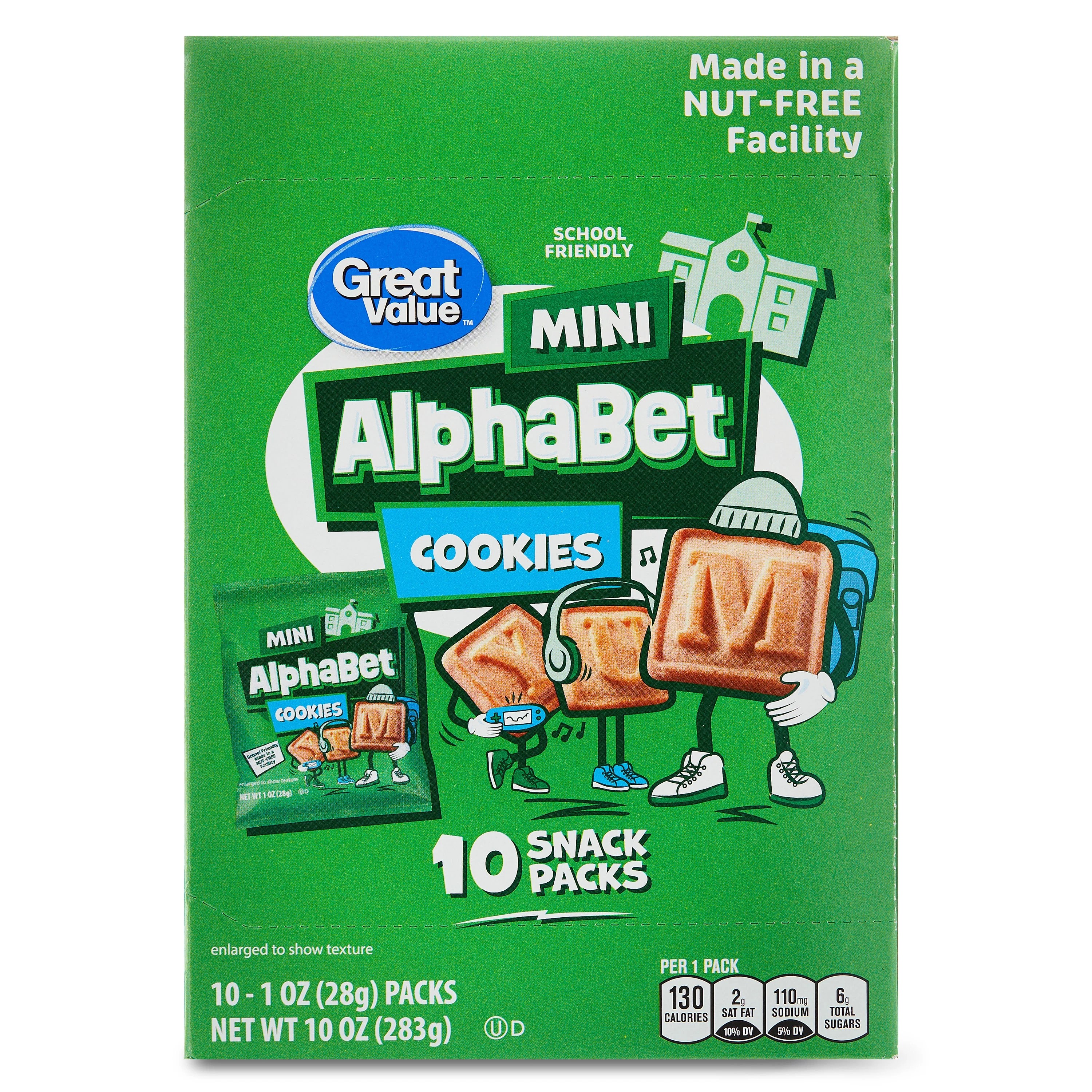 Great Value Mini Alphabet Cookies, 1 oz, 10 Snack Packs | Walmart (US)