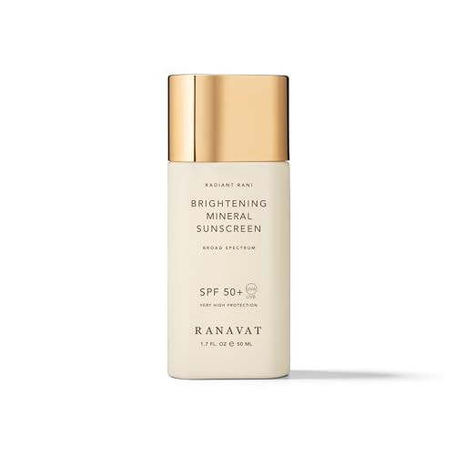 RANAVAT Brightening Mineral Face Sunscreen - Broad-Spectrum SPF 50 Mineral Sunscreen with Zero White Cast - Boosts Radiance & Helps Protect Against Signs of Aging - Safe for Sensitive Skin (50 ml) | Amazon (US)