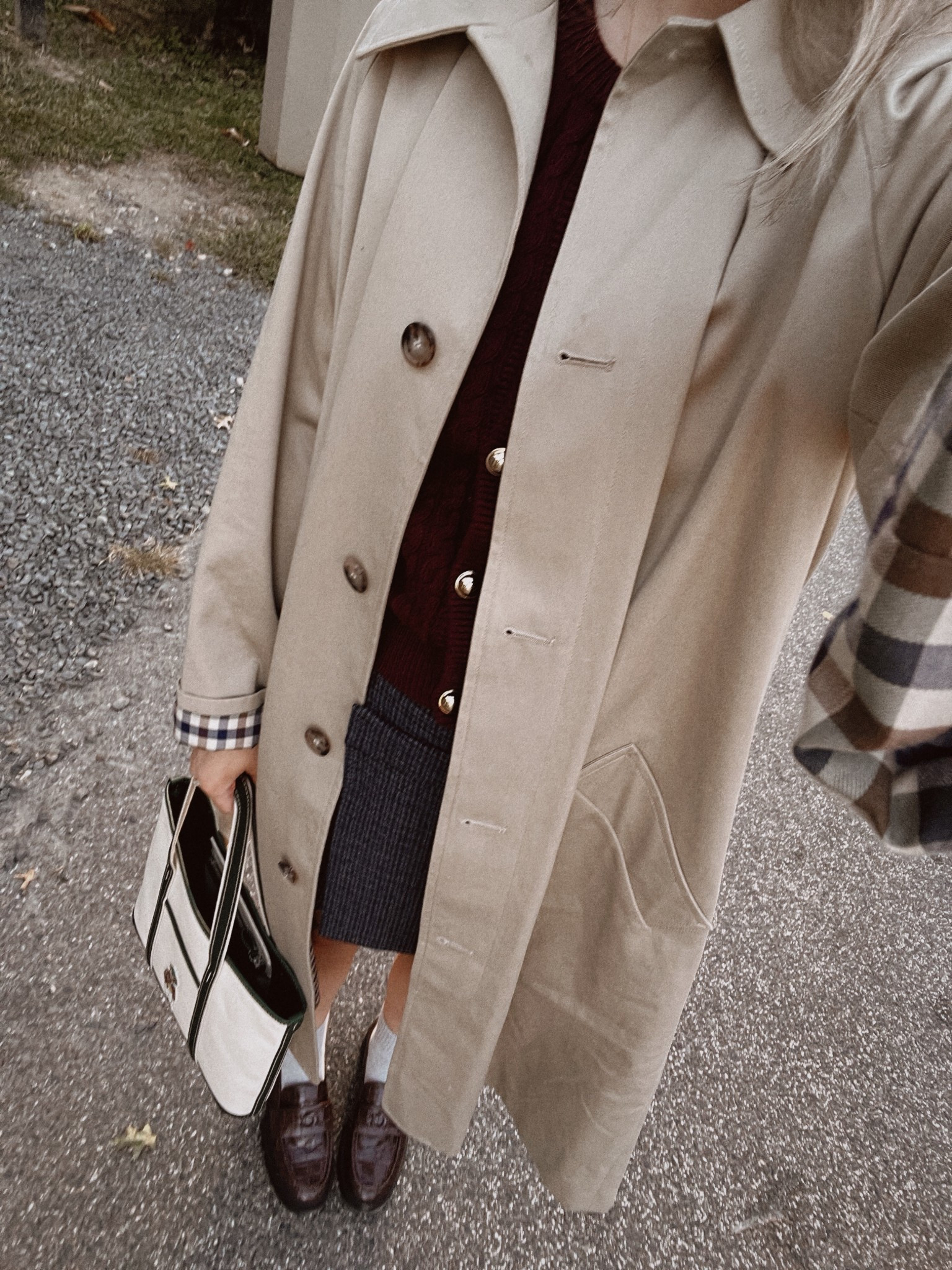 Fall outfits, travel outfit ideas, trench coat, preppy style, tote bag, leather loaferss

#LTKTravel #LTKItBag #LTKStyleTip