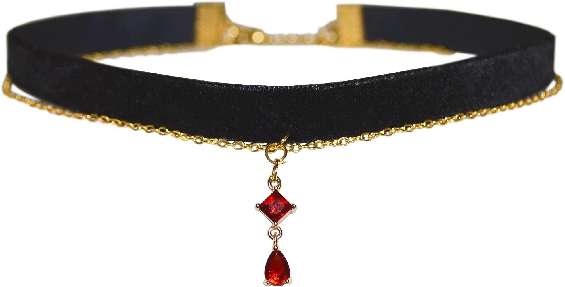 MOMOCAT Black Velvet Red Pendant Choker Necklace for Women Gothic Lace Chokers Necklace Witch Bri... | Amazon (US)