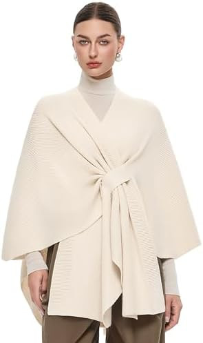 PULI Women's Elegant Shawl Wraps Soft Open Front Poncho Sweater for Spring Fall Winter | Amazon (US)
