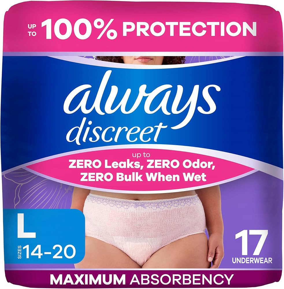 Always Discreet Adult Diapers for Women, Incontinence Underwear, Postpartum Essentials, Disposabl... | Amazon (US)