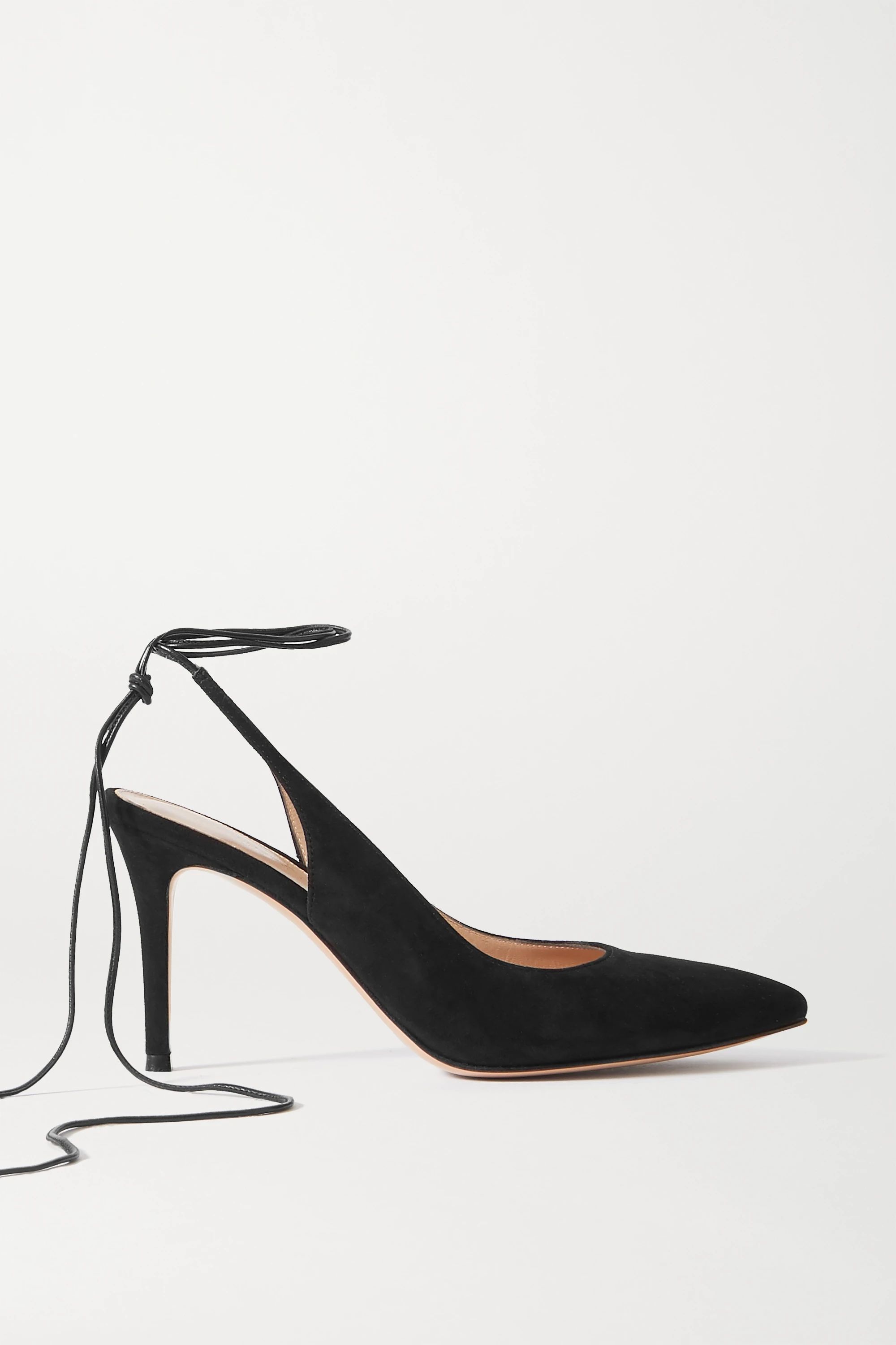 Black 85 leather-trimmed suede pumps | Gianvito Rossi | NET-A-PORTER | NET-A-PORTER (US)