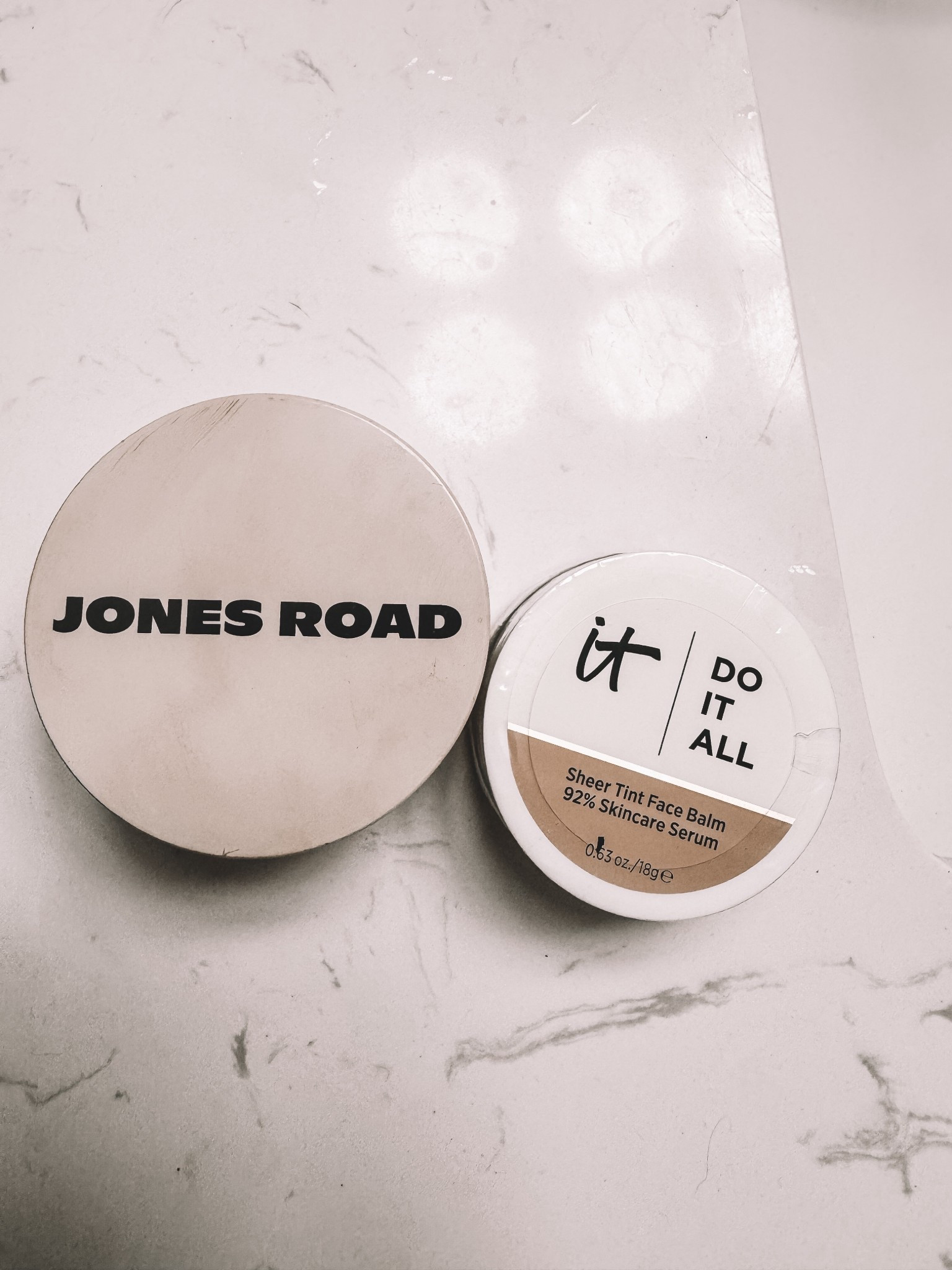 So, I've done a week long comparison between Jones Road Beauty's  "What the Foundation" and IT cosmetics "do it all balm".
These are both "your skin but better " light weight tinted balms.
Both make my skin look phenomenal and natural.
The Jones Road one is $46, the IT Cosmetics one is $34.
I love them both, but for me the IT Cosmetics is the clear winner.
It is SO easily blendable, it has this blurring property to it that hides those fine lines and gives such a radiant look. This will be on repeat in my rotation.

Skin, self care, bra, cosme,makeup

#LTKBeauty #LTKmorningroutine #LTKselfcare