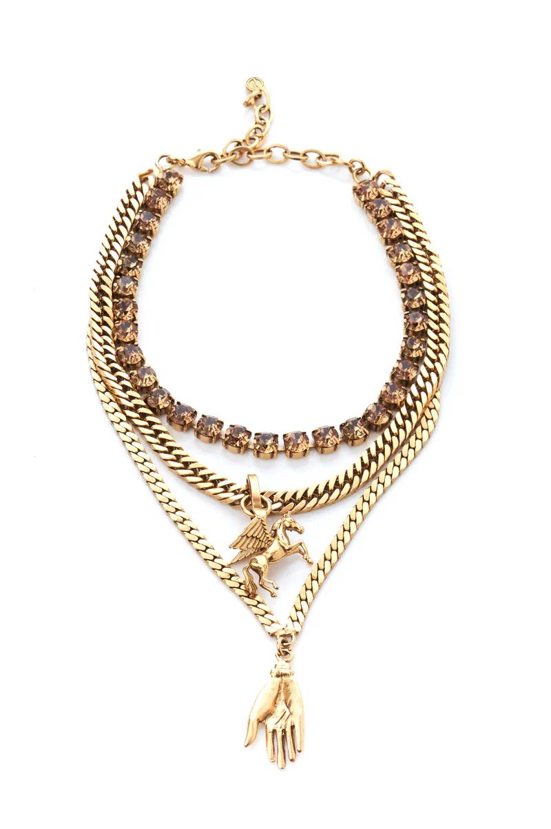 Statement Necklace | Brass | Swarovski Crystals | Vintage Look | Layering | Handmade in NY | Life... | DYLANLEX