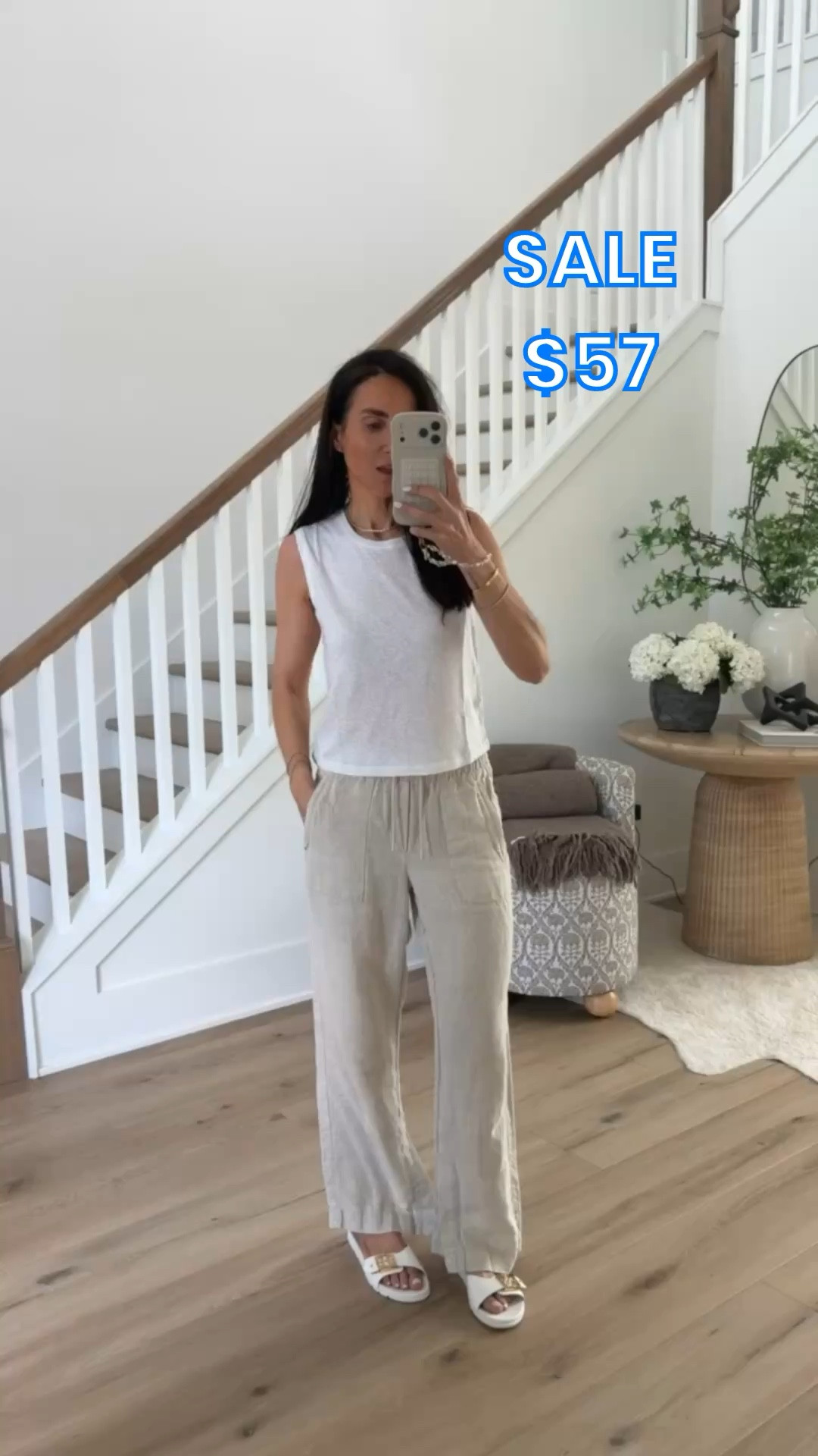 ATHLETA SALE, 40% off linen and dresses, 25% off your purchase. I' m wearing size XS.

linen pants, summer must haves, vacation pants, comfy chic, annabrstyle

#LTKSaleAlert #LTKOver40