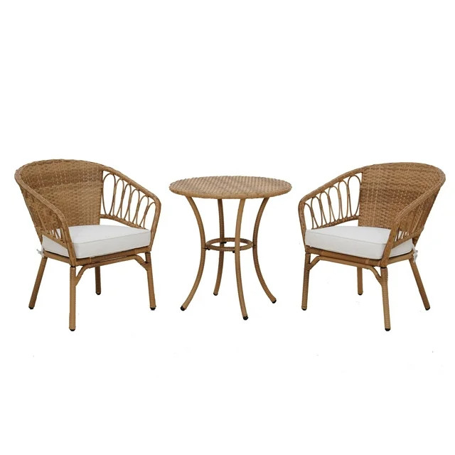 Better Homes & Gardens Willow Sage 3-Piece Outdoor Wicker Bistro Set, Beige | Walmart (US)