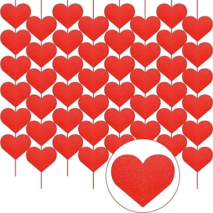 GOER 12 Pcs Heart Garland,Large Red Sequin Hanging String for Valentine's Day Wedding Decorations... | Amazon (US)