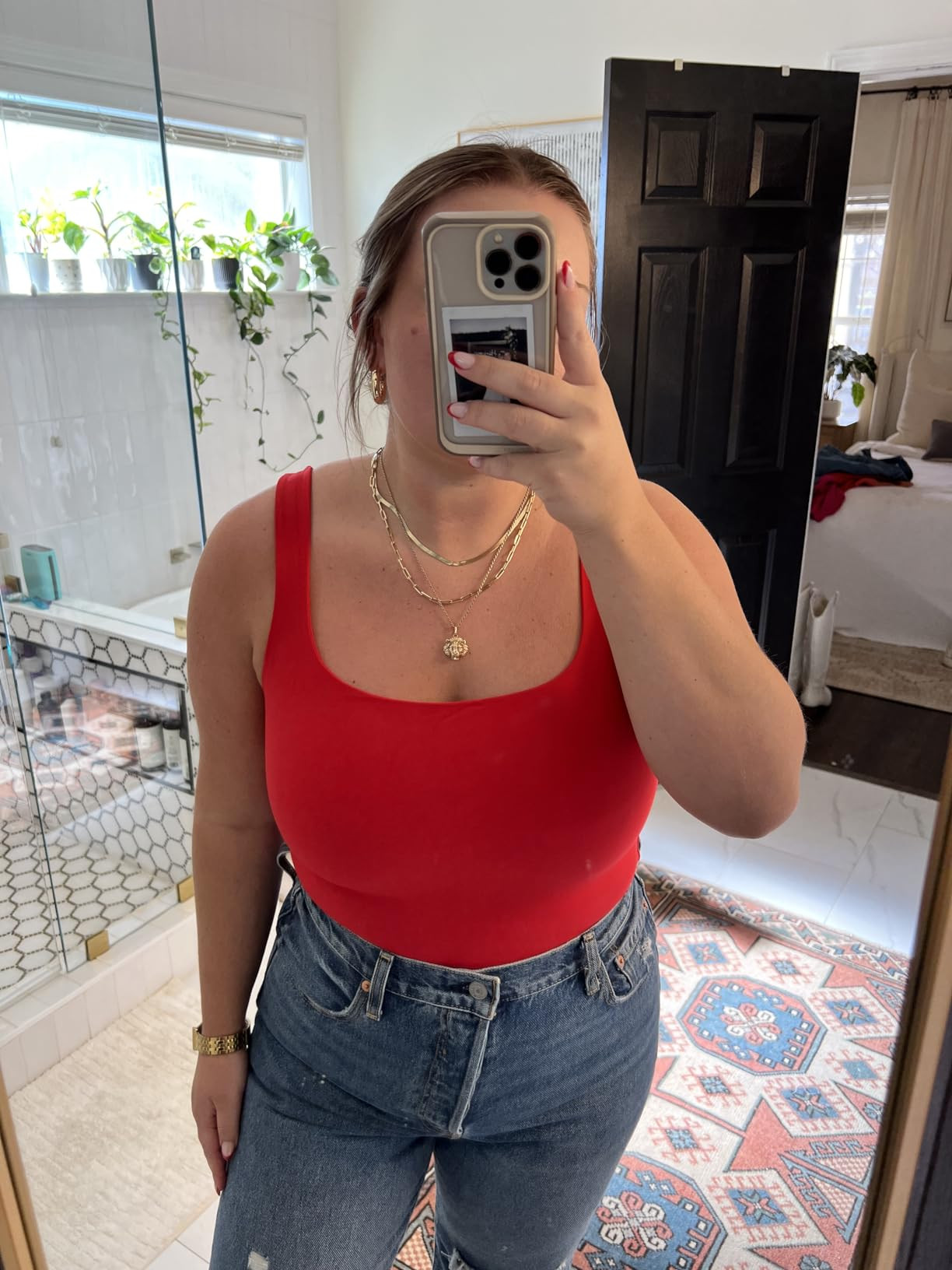 Chunpin Women's Square Neck Sleeveless Bodysuit Double Lined Tops Thong Bodysuit | Amazon (US)