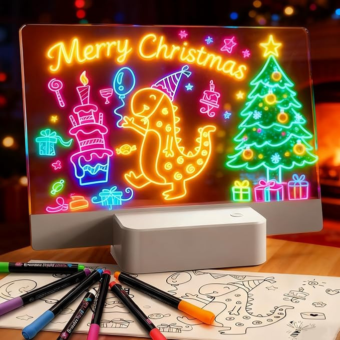 Rechargeable LED Note Board with 6 Colors & 5 Modes, Doodle Glow Drawing Board with Sketchbook & ... | Amazon (US)