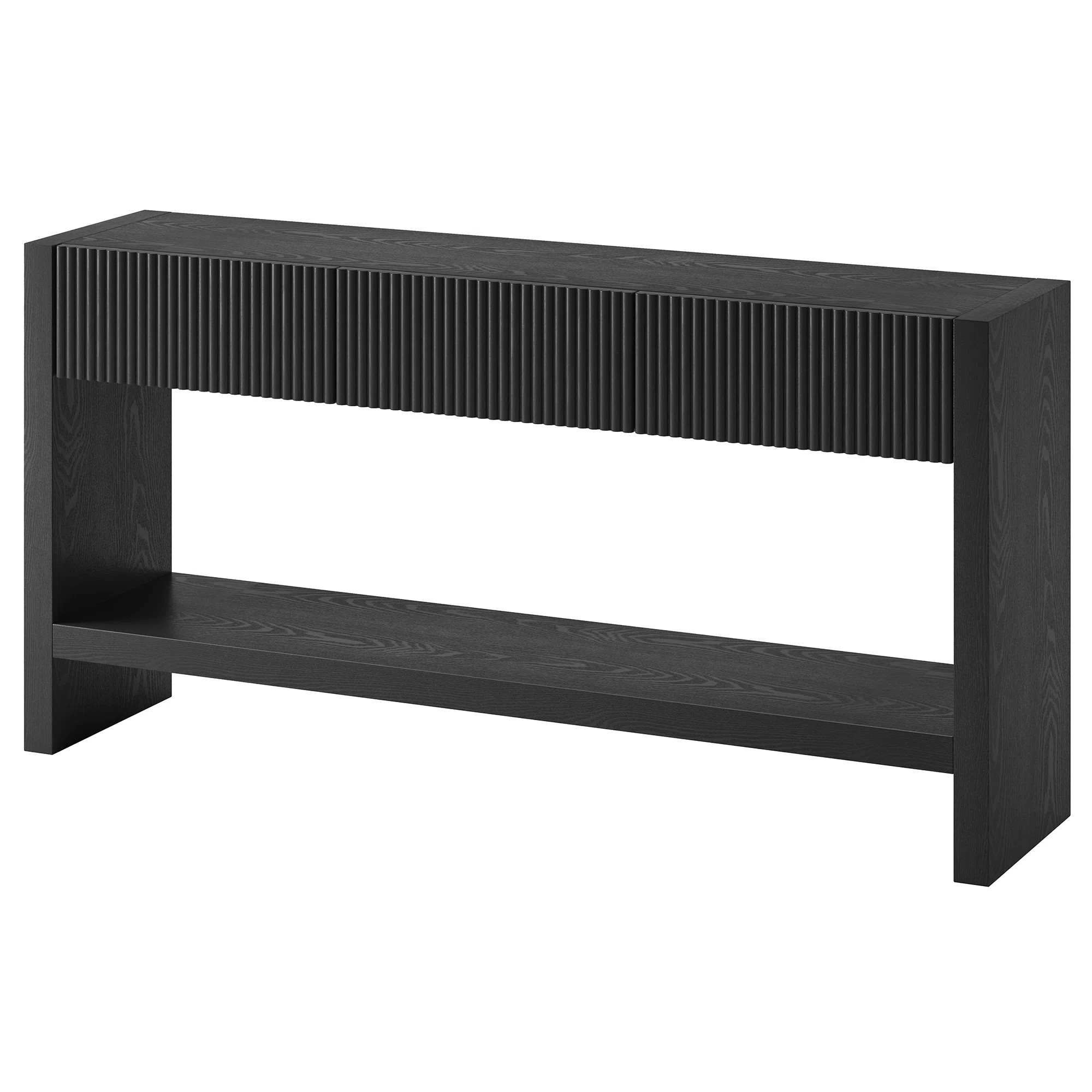 Manzanita 60" Wide Rectangular Solid Wood Fluted Console Table in Black Oak | Wayfair North America