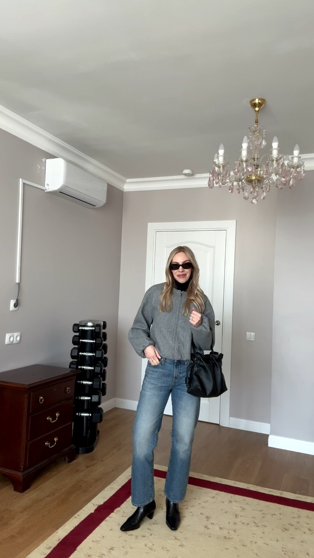 Casual spring outfit, @Zara bomber jacket, @Zara straight leg cropped jeans, Loewe Flamenco pouch handbag, Miu Miu sunglasses

#LTKspring #LTKOver40 #LTKspringtrends